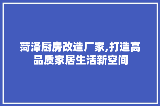 菏泽厨房改造厂家,打造高品质家居生活新空间