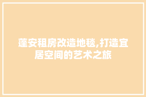 蓬安租房改造地毯,打造宜居空间的艺术之旅