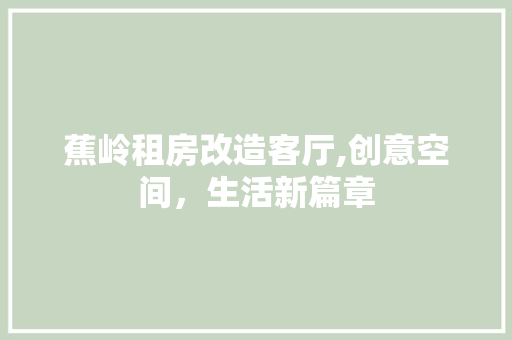 蕉岭租房改造客厅,创意空间，生活新篇章