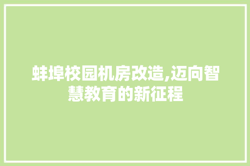 蚌埠校园机房改造,迈向智慧教育的新征程