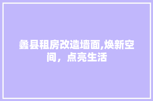 蠡县租房改造墙面,焕新空间，点亮生活