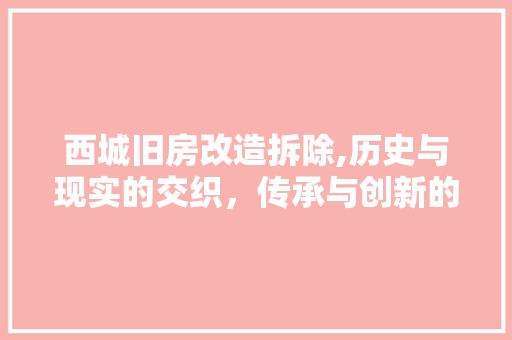 西城旧房改造拆除,历史与现实的交织，传承与创新的碰撞