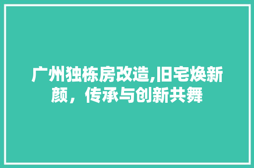 广州独栋房改造,旧宅焕新颜，传承与创新共舞