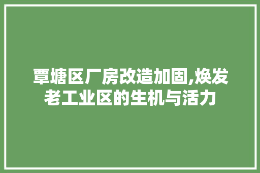 覃塘区厂房改造加固,焕发老工业区的生机与活力