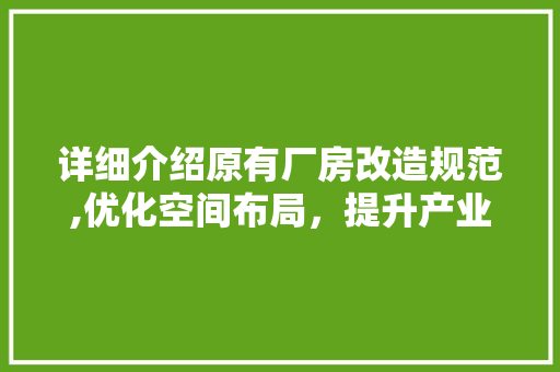 详细介绍原有厂房改造规范,优化空间布局，提升产业效能