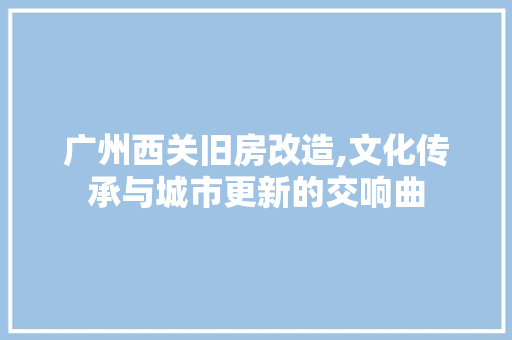 广州西关旧房改造,文化传承与城市更新的交响曲
