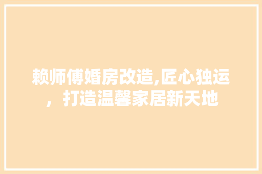 赖师傅婚房改造,匠心独运，打造温馨家居新天地