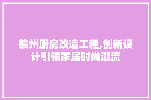 赣州厨房改造工程,创新设计引领家居时尚潮流