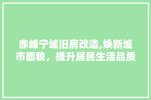 赤峰宁城旧房改造,焕新城市面貌，提升居民生活品质