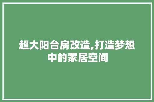 超大阳台房改造,打造梦想中的家居空间