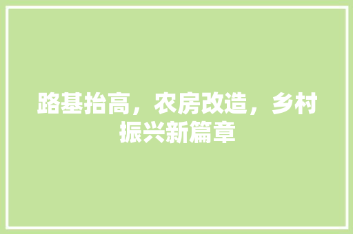 路基抬高，农房改造，乡村振兴新篇章