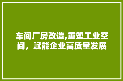 车间厂房改造,重塑工业空间，赋能企业高质量发展