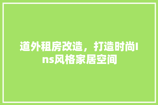 道外租房改造，打造时尚Ins风格家居空间