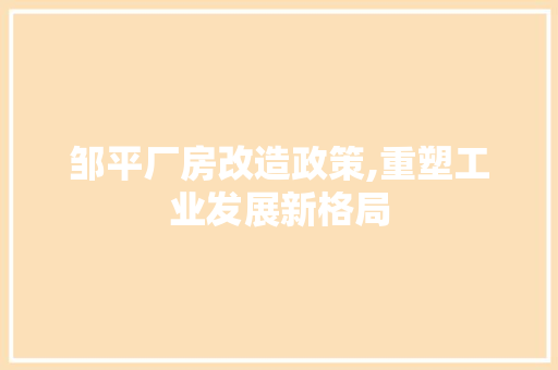 邹平厂房改造政策,重塑工业发展新格局