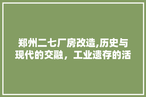 郑州二七厂房改造,历史与现代的交融，工业遗存的活化新生