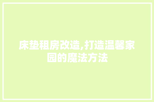 床垫租房改造,打造温馨家园的魔法方法