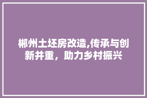 郴州土坯房改造,传承与创新并重，助力乡村振兴