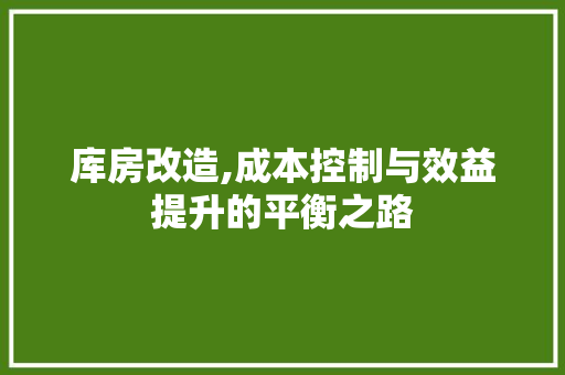 库房改造,成本控制与效益提升的平衡之路