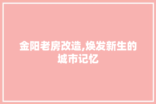 金阳老房改造,焕发新生的城市记忆