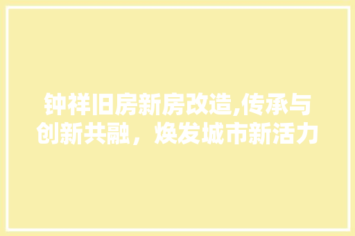 钟祥旧房新房改造,传承与创新共融，焕发城市新活力