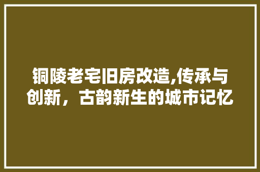 铜陵老宅旧房改造,传承与创新，古韵新生的城市记忆