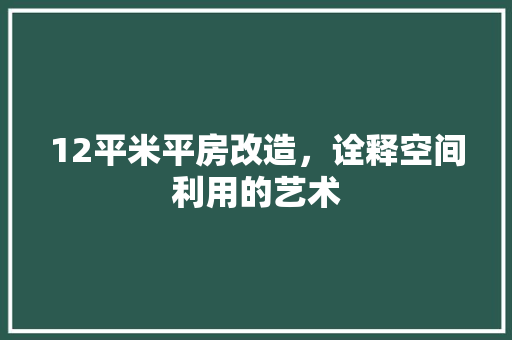 12平米平房改造，诠释空间利用的艺术