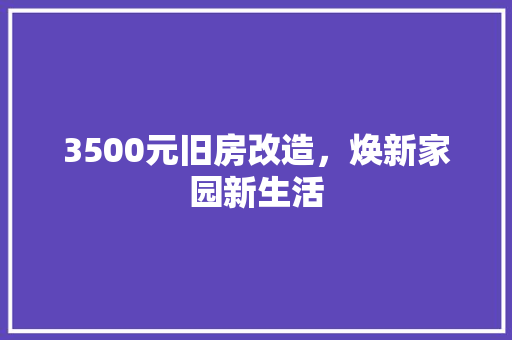 3500元旧房改造，焕新家园新生活