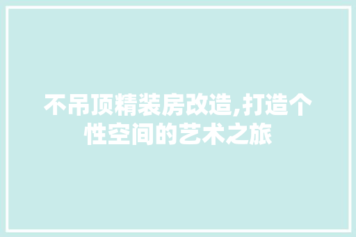 不吊顶精装房改造,打造个性空间的艺术之旅