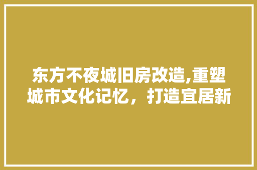 东方不夜城旧房改造,重塑城市文化记忆，打造宜居新空间