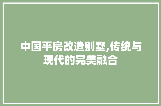 中国平房改造别墅,传统与现代的完美融合