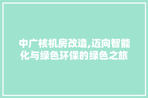 中广核机房改造,迈向智能化与绿色环保的绿色之旅