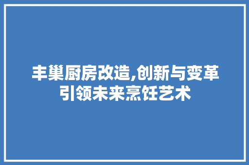 丰巢厨房改造,创新与变革引领未来烹饪艺术