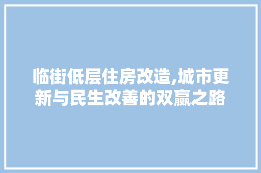 临街低层住房改造,城市更新与民生改善的双赢之路