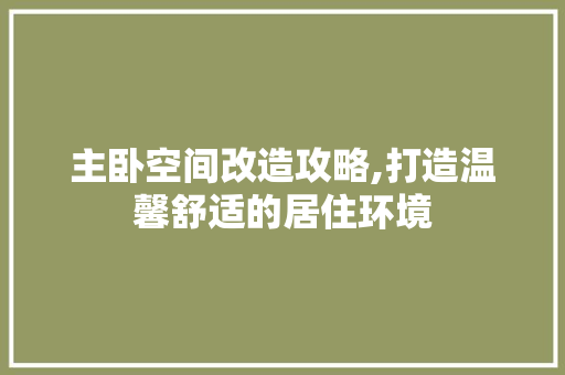 主卧空间改造攻略,打造温馨舒适的居住环境