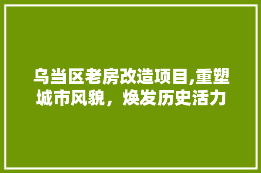 乌当区老房改造项目,重塑城市风貌，焕发历史活力