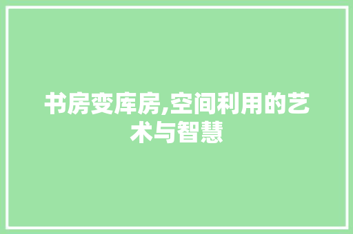 书房变库房,空间利用的艺术与智慧