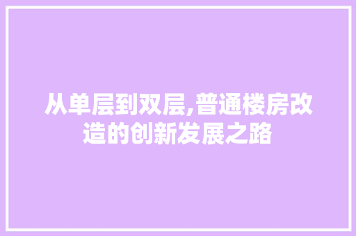 从单层到双层,普通楼房改造的创新发展之路