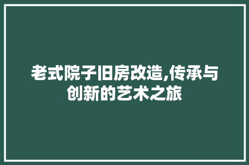 老式院子旧房改造,传承与创新的艺术之旅