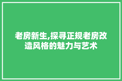 老房新生,探寻正规老房改造风格的魅力与艺术