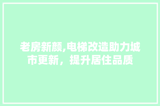 老房新颜,电梯改造助力城市更新，提升居住品质