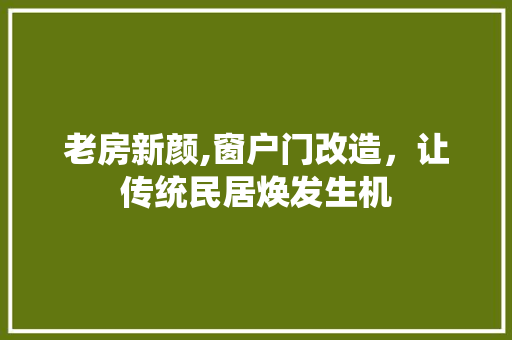 老房新颜,窗户门改造，让传统民居焕发生机