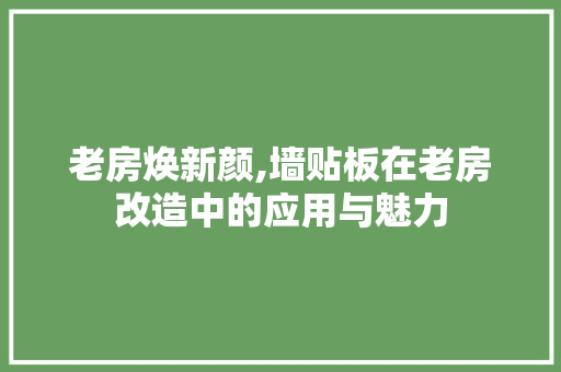 老房焕新颜,墙贴板在老房改造中的应用与魅力