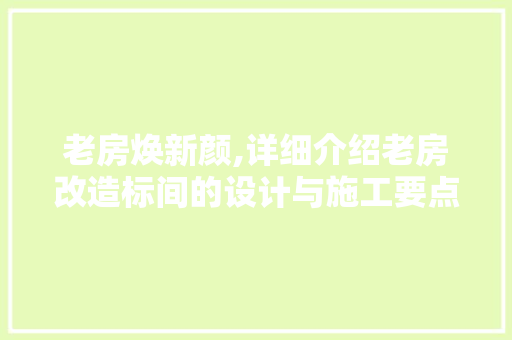老房焕新颜,详细介绍老房改造标间的设计与施工要点
