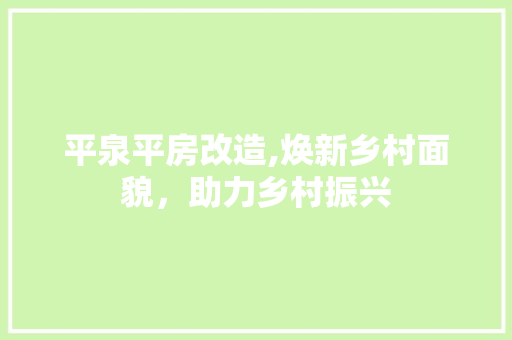 平泉平房改造,焕新乡村面貌，助力乡村振兴