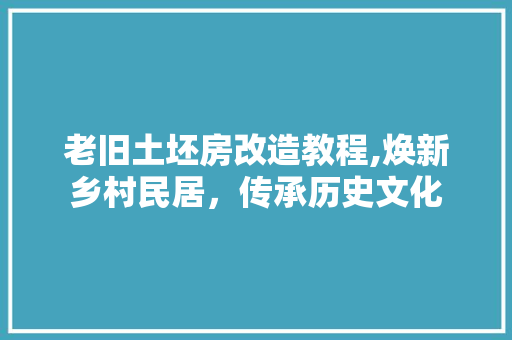 老旧土坯房改造教程,焕新乡村民居，传承历史文化