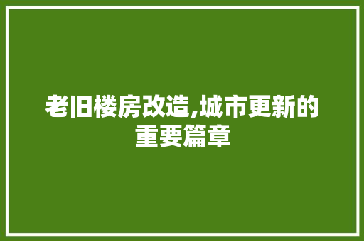 老旧楼房改造,城市更新的重要篇章