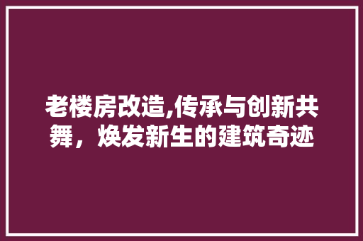 老楼房改造,传承与创新共舞，焕发新生的建筑奇迹