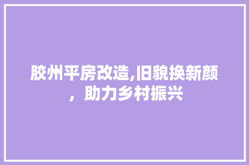 胶州平房改造,旧貌换新颜，助力乡村振兴