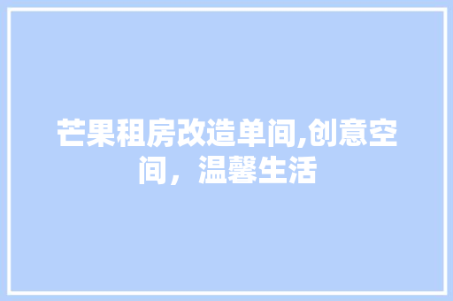 芒果租房改造单间,创意空间，温馨生活