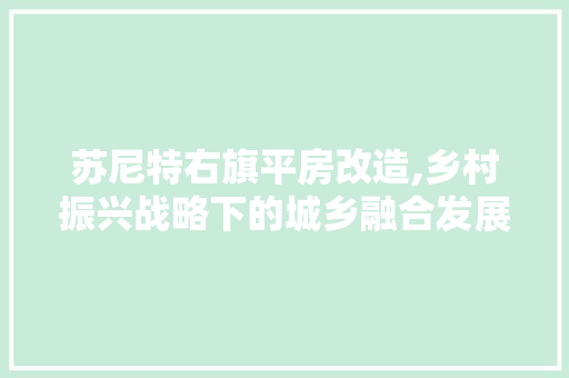 苏尼特右旗平房改造,乡村振兴战略下的城乡融合发展新篇章